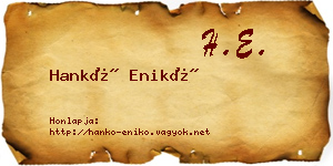 Hankó Enikő névjegykártya